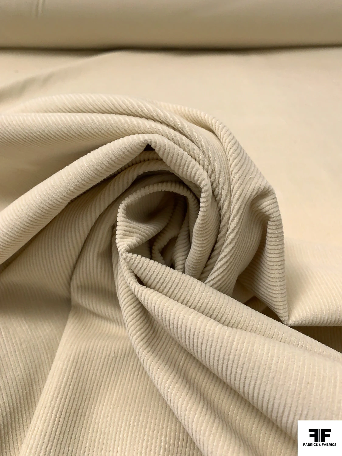 Italian Solid Mid-Wale Cotton Corduroy - Cream 3 Italian Solid Mid-Wale Cotton Corduroy - Cream