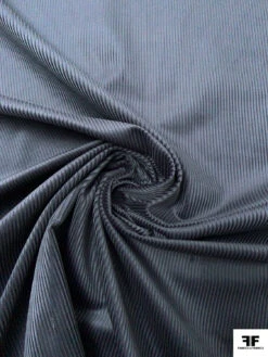 Italian Solid Wide Wale Cotton Corduroy - Dusty Navy