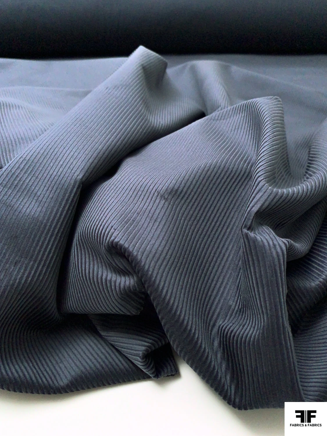 Italian Solid Wide Wale Cotton Corduroy - Dusty Navy 4 Italian Solid Wide Wale Cotton Corduroy - Dusty Navy - Image 2