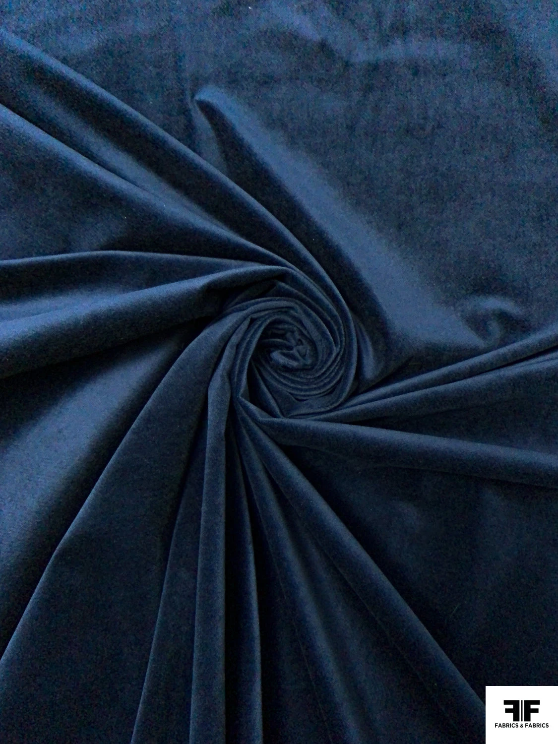 Italian Solid Stretch Cotton Velveteen - Navy 3 Italian Solid Stretch Cotton Velveteen - Navy