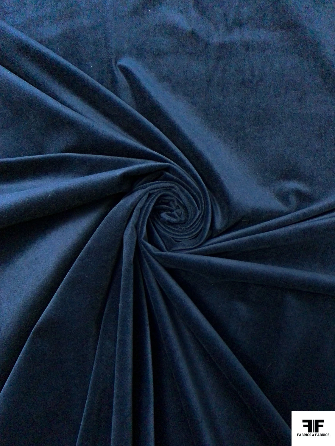 Italian Solid Stretch Cotton Velveteen - Navy 5 Italian Solid Stretch Cotton Velveteen - Navy - Image 3