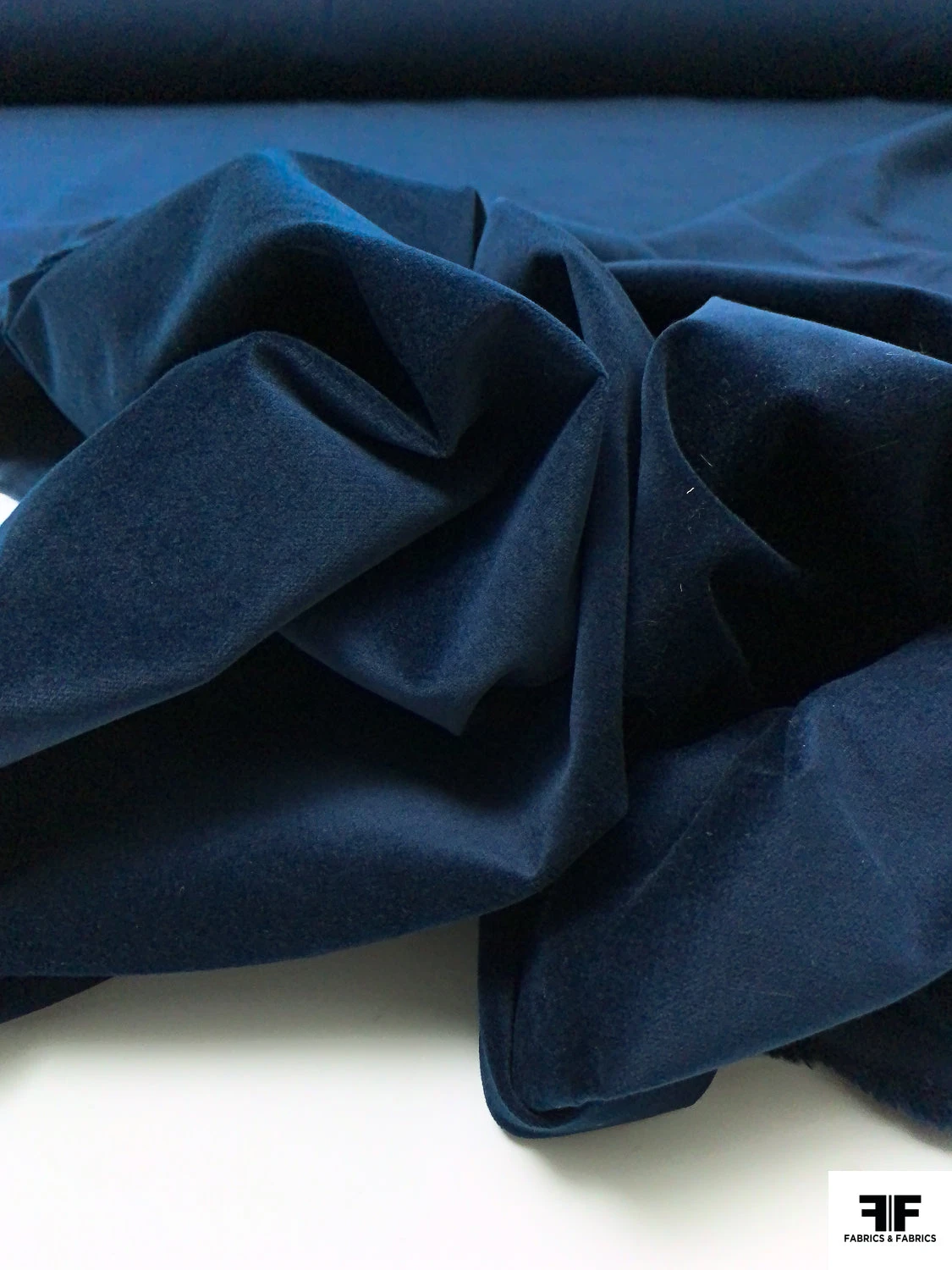 Italian Solid Stretch Cotton Velveteen - Navy 4 Italian Solid Stretch Cotton Velveteen - Navy - Image 2