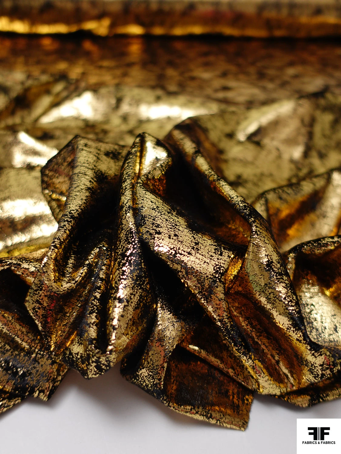 Metallic Foil Printed Stretch Velvet - Gold / Black 12 Metallic Foil Printed Stretch Velvet - Gold / Black - Image 10