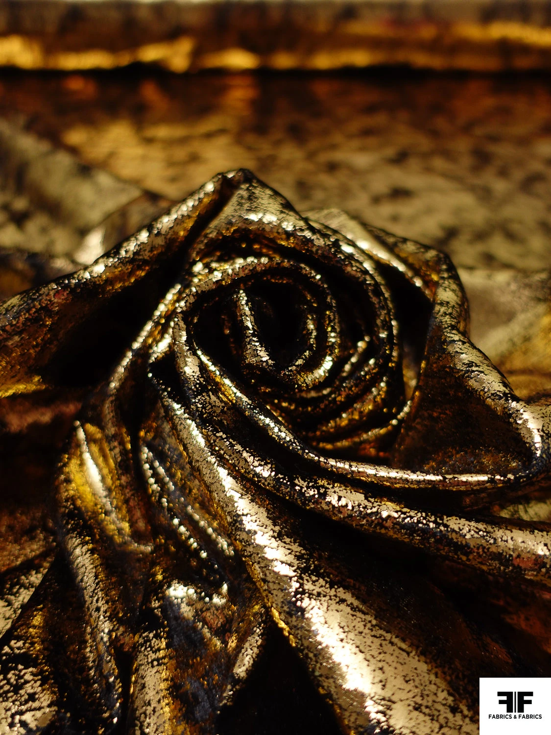 Metallic Foil Printed Stretch Velvet - Gold / Black 6 Metallic Foil Printed Stretch Velvet - Gold / Black - Image 4
