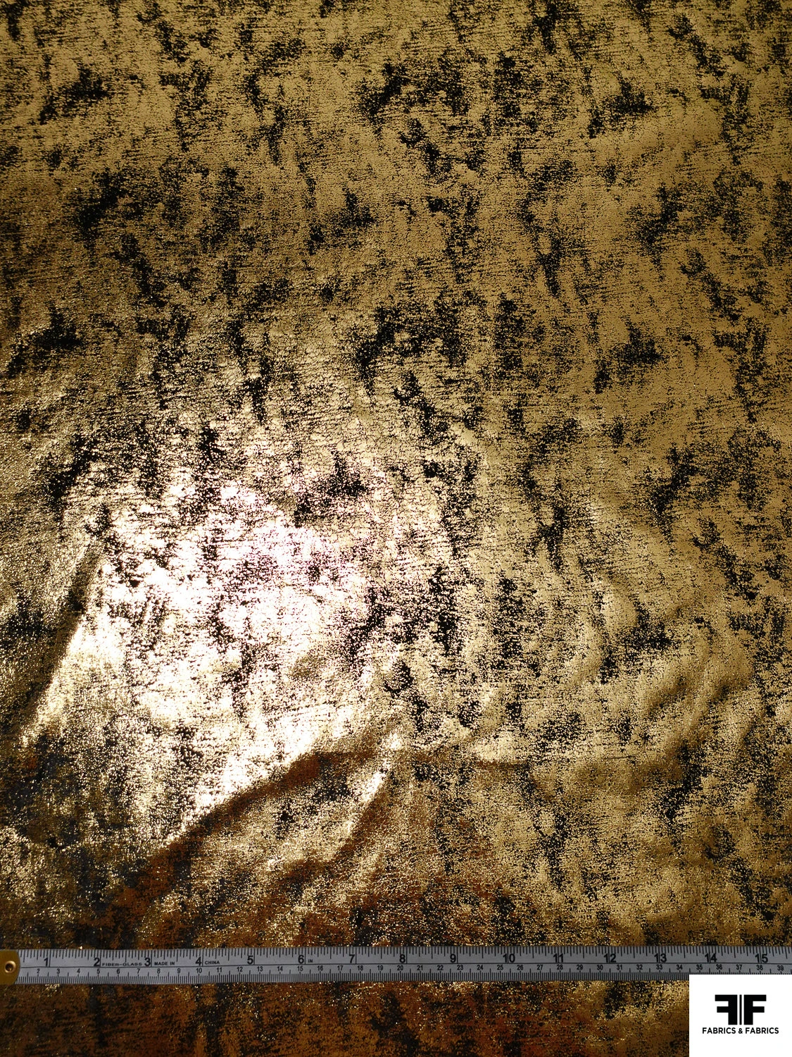 Metallic Foil Printed Stretch Velvet - Gold / Black 8 Metallic Foil Printed Stretch Velvet - Gold / Black - Image 6