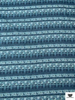 Floral Striped Printed Cotton Voile - Dusty Turquoise / Dusty Navy -Fabrics And Fabrics Store 19251 4 6ea7e2ae d5ba 4f82 ac5d 43934bf974d1