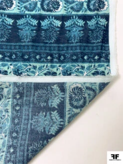 Floral Striped Printed Cotton Voile - Dusty Turquoise / Dusty Navy -Fabrics And Fabrics Store 19251 7 3bd767fc 85b5 43e8 81be e5d37f6fffc4