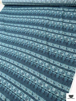 Floral Striped Printed Cotton Voile - Dusty Turquoise / Dusty Navy -Fabrics And Fabrics Store 19251 8 c3fc8ccb 4f04 4744 b9af 4e4a1ea9e9c2