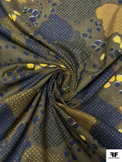 Abstract Block Printed Cotton Lawn - Army Green / Navy / Olive / Yellow -Fabrics And Fabrics Store 19266 2 bb4c0c73 f487 4f33 8276 14280742c888