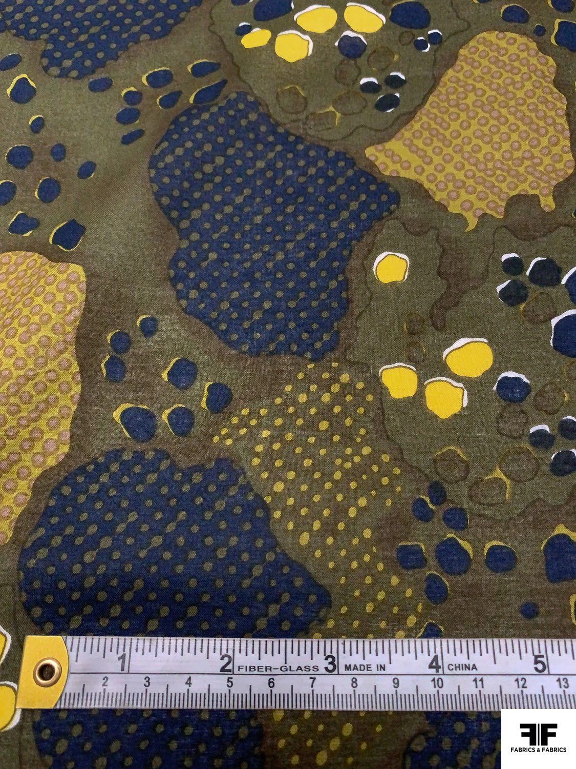 Abstract Block Printed Cotton Lawn - Army Green / Navy / Olive / Yellow 7 Abstract Block Printed Cotton Lawn - Army Green / Navy / Olive / Yellow - Image 5