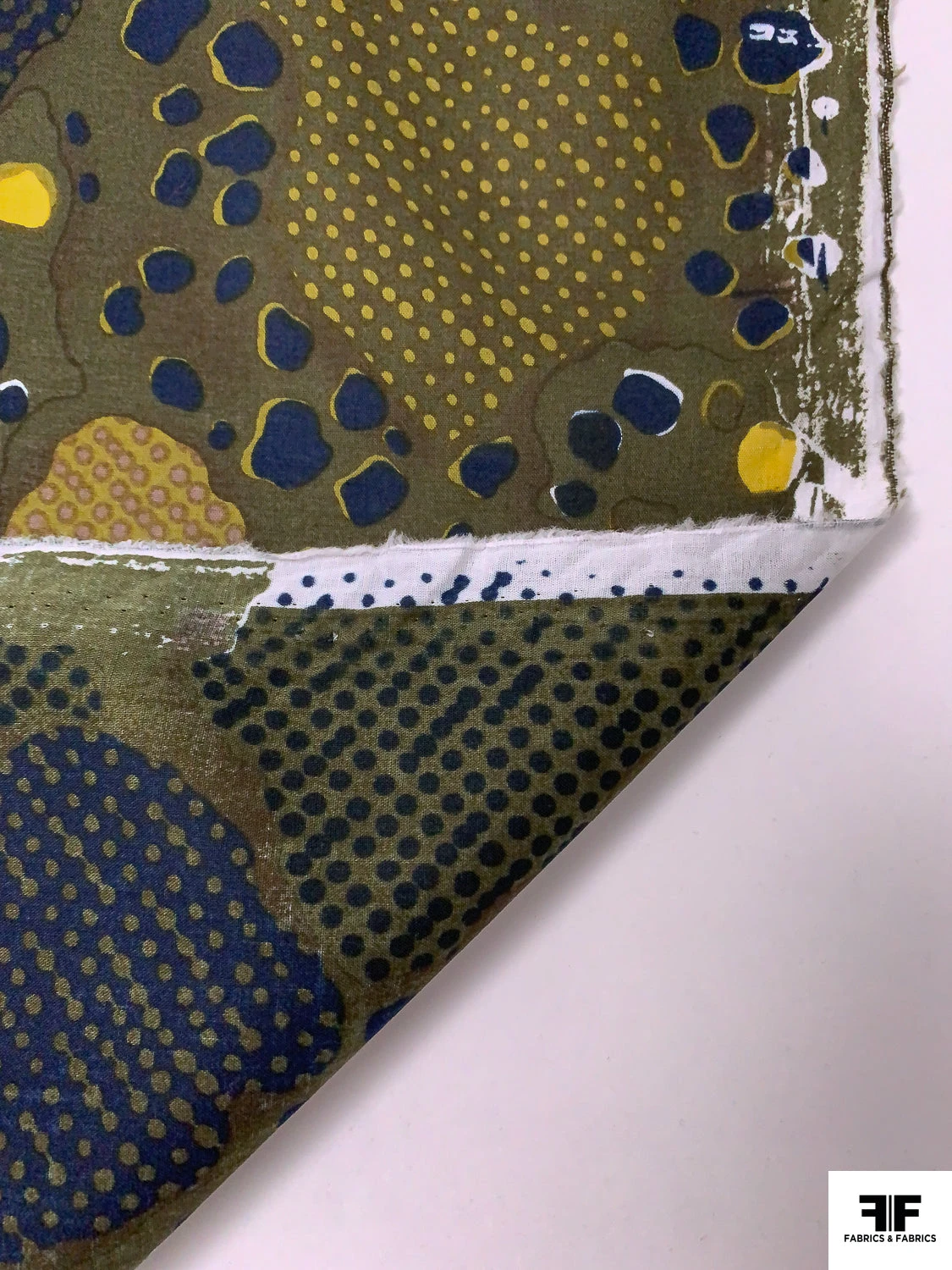 Abstract Block Printed Cotton Lawn - Army Green / Navy / Olive / Yellow 8 Abstract Block Printed Cotton Lawn - Army Green / Navy / Olive / Yellow - Image 6