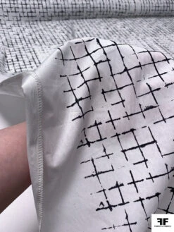 Distressed-Look Grid Printed Cotton Lawn - White / Black -Fabrics And Fabrics Store 19271 11 2a62b7eb 370e 47b8 98cd 7b7a24351d40