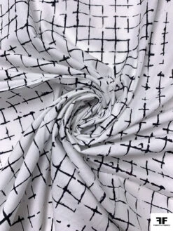 Distressed-Look Grid Printed Cotton Lawn - White / Black -Fabrics And Fabrics Store 19271 2 9fd48d30 67a1 4ec6 bf77 67c0c9912dbf