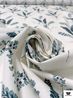 Stalk Floral Printed Fine Cotton Lawn - White / Dusty Seafoam / Midnight Teal -Fabrics And Fabrics Store 19272 3 44c5ffdd ea69 4a90 82dd 9d32616b42a0