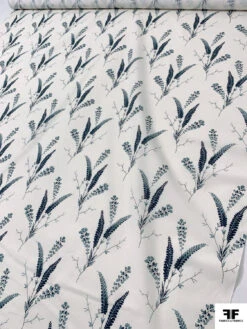 Stalk Floral Printed Fine Cotton Lawn - White / Dusty Seafoam / Midnight Teal -Fabrics And Fabrics Store 19272 8 31a02a14 a0b6 4206 97ae 6543aa856452