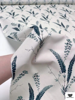 Stalk Floral Printed Fine Cotton Lawn - White / Dusty Seafoam / Midnight Teal -Fabrics And Fabrics Store 19272 9 28285cc5 7bca 42b6 89a7 855913bea68f