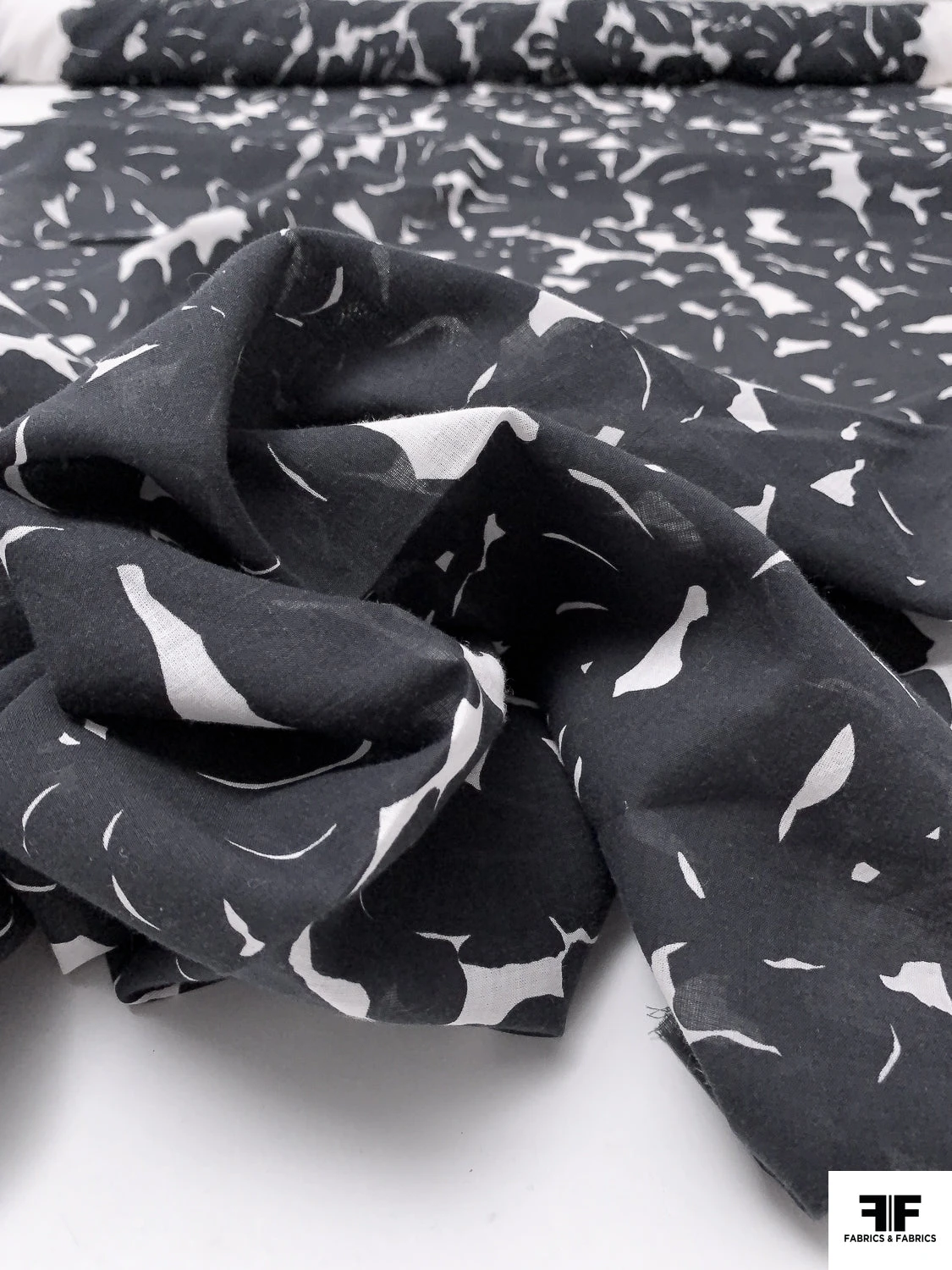 Floral Silhouette Printed Cotton Voile - Black / White 13 Floral Silhouette Printed Cotton Voile - Black / White - Image 11