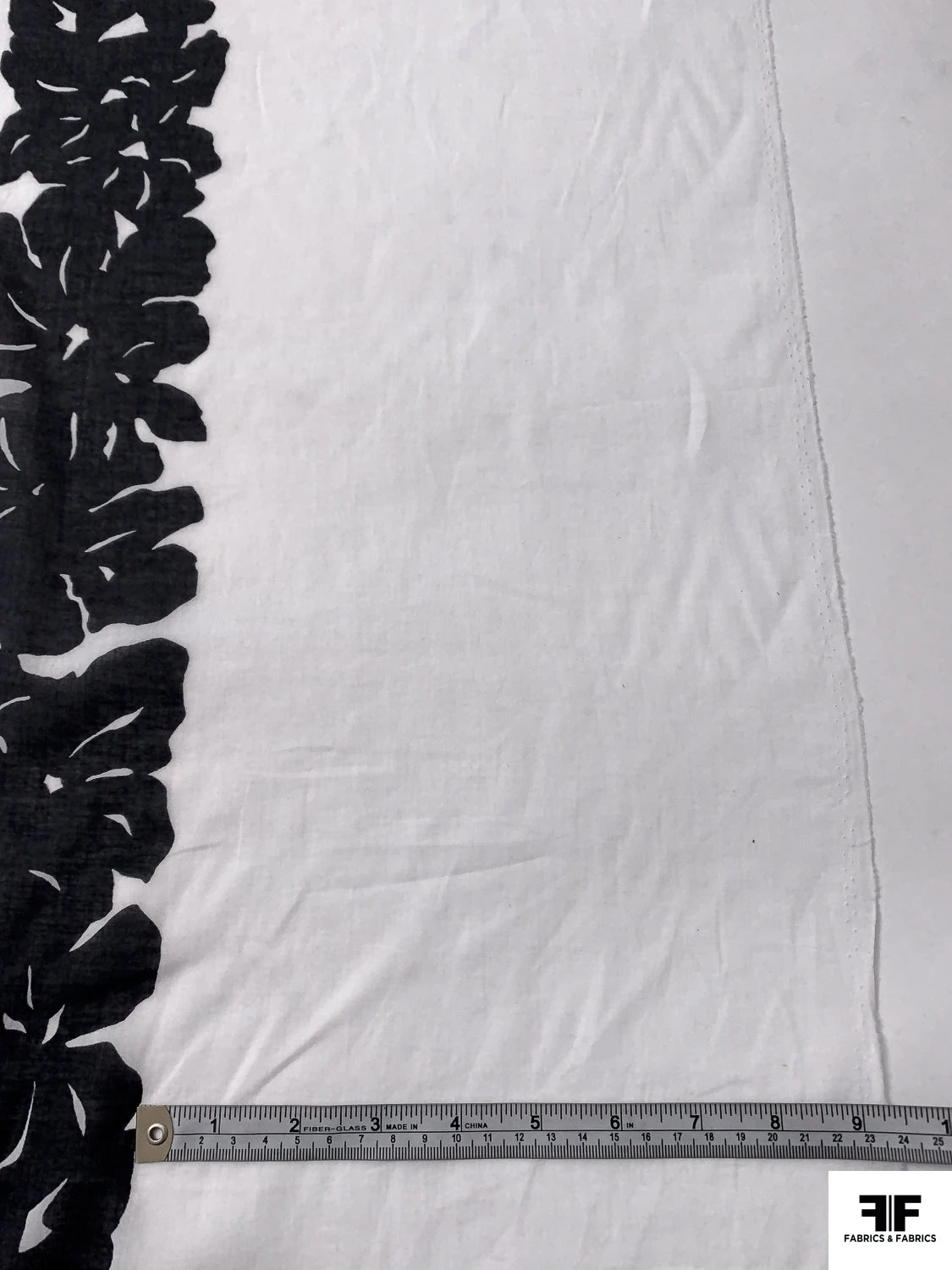 Floral Silhouette Printed Cotton Voile - Black / White 9 Floral Silhouette Printed Cotton Voile - Black / White - Image 7