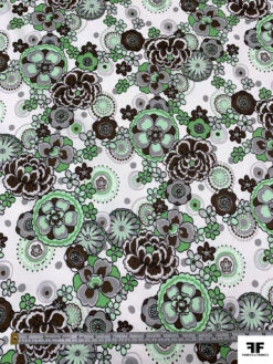 Jovial Floral Printed Stretch Fine Cotton Twill-Sateen - Greens / Brown / Grey / White -Fabrics And Fabrics Store 19280 4 806e13a1 7096 49a8 9907 19e34d34dedd