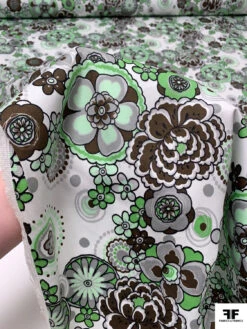 Jovial Floral Printed Stretch Fine Cotton Twill-Sateen - Greens / Brown / Grey / White -Fabrics And Fabrics Store 19280 8 d107e073 0c81 4118 8b7e b218a87082b9