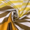 Italian Horizontal Striped Printed Fine Brushed Cotton Lawn Panel - Yellow / Turmeric / Brown / Light Blue / White