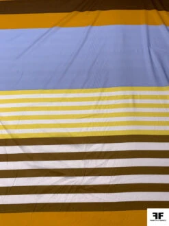 Italian Horizontal Striped Printed Fine Brushed Cotton Lawn Panel - Yellow / Turmeric / Brown / Light Blue / White 19 Italian Horizontal Striped Printed Fine Brushed Cotton Lawn Panel - Yellow / Turmeric / Brown / Light Blue / White -Fabrics And Fabrics Store 19288 7