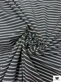 Italian Horizontal Striped Yarn-Dyed Cotton-Silk Shirting - Soft Black / White 13 Italian Horizontal Striped Yarn-Dyed Cotton-Silk Shirting - Soft Black / White -Fabrics And Fabrics Store 19292 2