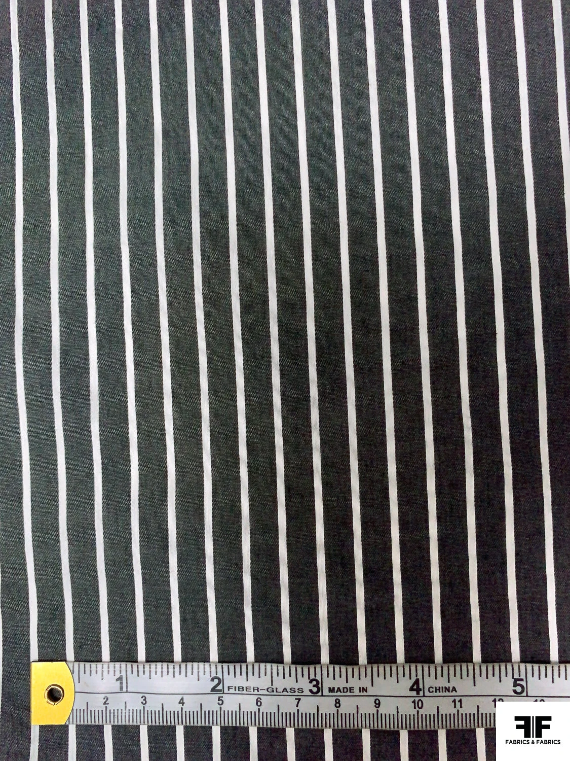 Italian Horizontal Striped Yarn-Dyed Cotton-Silk Shirting - Soft Black / White 9 Italian Horizontal Striped Yarn-Dyed Cotton-Silk Shirting - Soft Black / White - Image 7