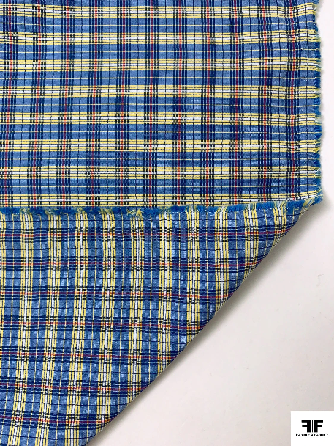 Plaid Yarn-Dyed Stretch Cotton Shirting - Blue / Yellow / Red / White 8 Plaid Yarn-Dyed Stretch Cotton Shirting - Blue / Yellow / Red / White - Image 6