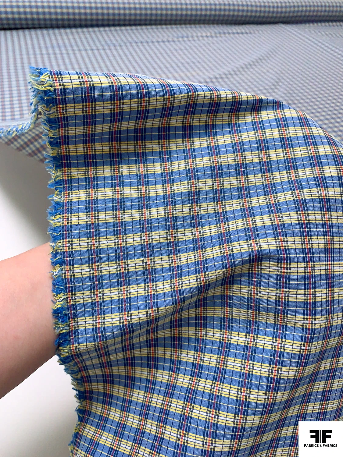 Plaid Yarn-Dyed Stretch Cotton Shirting - Blue / Yellow / Red / White 10 Plaid Yarn-Dyed Stretch Cotton Shirting - Blue / Yellow / Red / White - Image 8