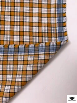 Plaid Yarn-Dyed Flannel Feel Cotton Shirting - Ochre / Black / White / Peach 16 Plaid Yarn-Dyed Flannel Feel Cotton Shirting - Ochre / Black / White / Peach -Fabrics And Fabrics Store 19295 6
