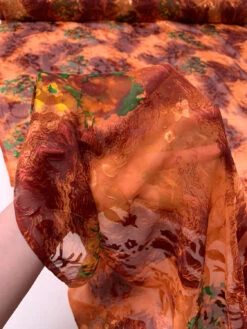 Abstract Printed Burnout Silk Blend Chiffon - Dusty Orange / Maroon / Green / Yellow 18 Abstract Printed Burnout Silk Blend Chiffon - Dusty Orange / Maroon / Green / Yellow -Fabrics And Fabrics Store 19324 8