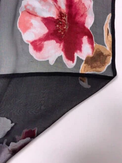 Floral Printed Burnout Silk Blend Chiffon - Cranberry / Black / Brown -Fabrics And Fabrics Store 19338 7