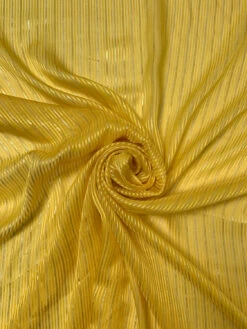 Satin Striped Silk Chiffon With Lurex Pinstripes - Bright Yellow / Gold / Silver