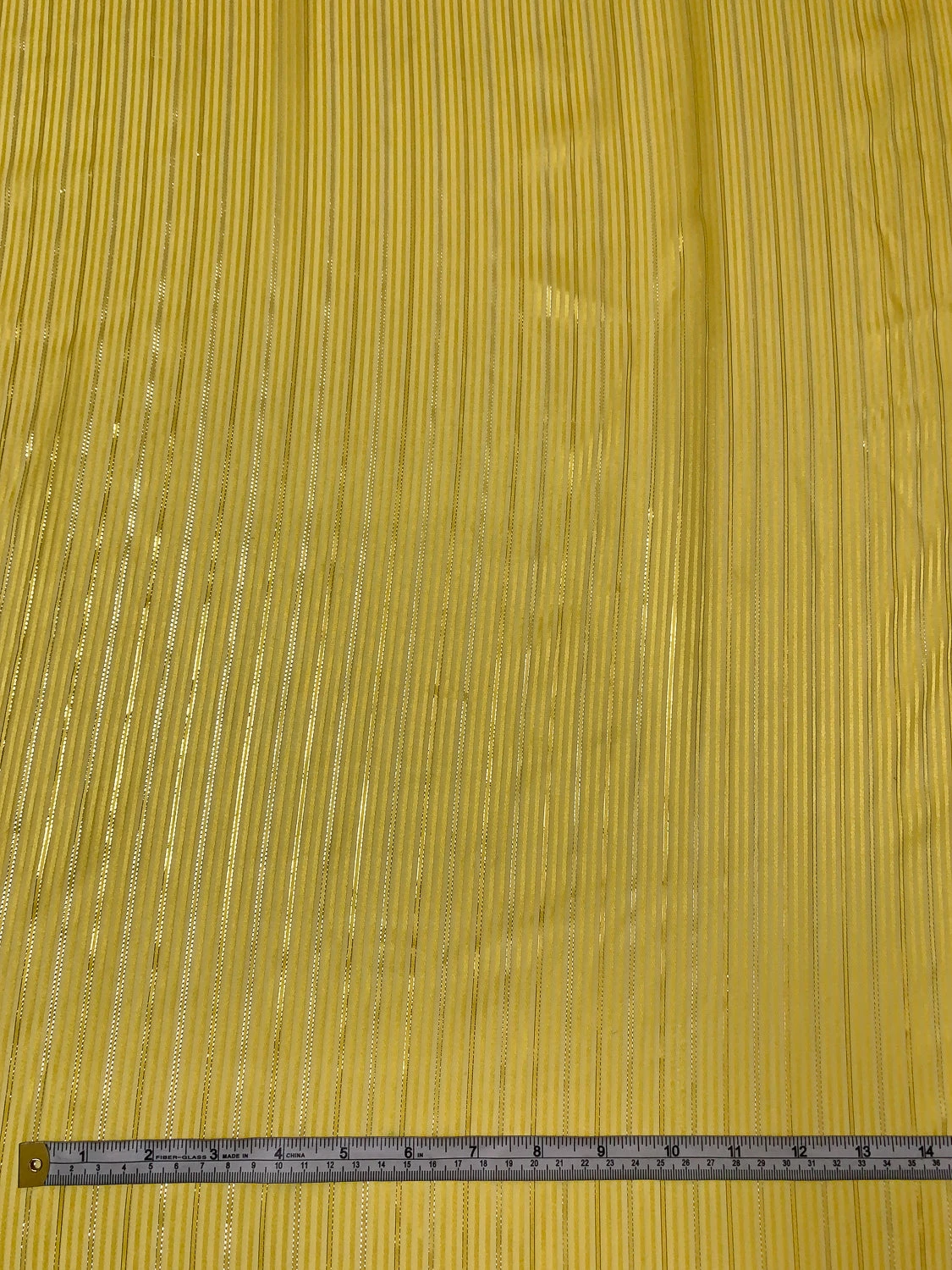 Satin Striped Silk Chiffon With Lurex Pinstripes - Bright Yellow / Gold / Silver 6 Satin Striped Silk Chiffon With Lurex Pinstripes - Bright Yellow / Gold / Silver - Image 4