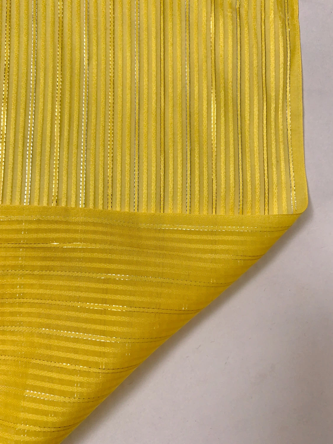 Satin Striped Silk Chiffon With Lurex Pinstripes - Bright Yellow / Gold / Silver 8 Satin Striped Silk Chiffon With Lurex Pinstripes - Bright Yellow / Gold / Silver - Image 6