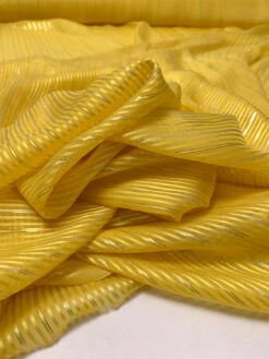 Satin Striped Silk Chiffon With Lurex Pinstripes - Bright Yellow / Gold / Silver 19 Satin Striped Silk Chiffon With Lurex Pinstripes - Bright Yellow / Gold / Silver -Fabrics And Fabrics Store 19342 9
