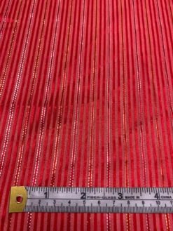 Satin Striped Silk Chiffon With Lurex Pinstripes - Hot Red / Gold / Silver 16 Satin Striped Silk Chiffon With Lurex Pinstripes - Hot Red / Gold / Silver -Fabrics And Fabrics Store 19345 6