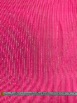 Satin Striped Silk Chiffon With Lurex Pinstripes - Hot Pink / Gold / Silver -Fabrics And Fabrics Store 19347 4