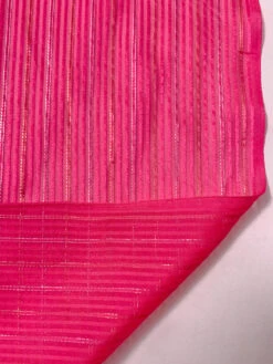 Satin Striped Silk Chiffon With Lurex Pinstripes - Hot Pink / Gold / Silver -Fabrics And Fabrics Store 19347 6