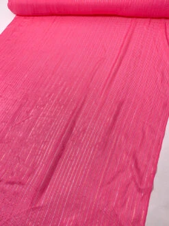 Satin Striped Silk Chiffon With Lurex Pinstripes - Hot Pink / Gold / Silver -Fabrics And Fabrics Store 19347 7
