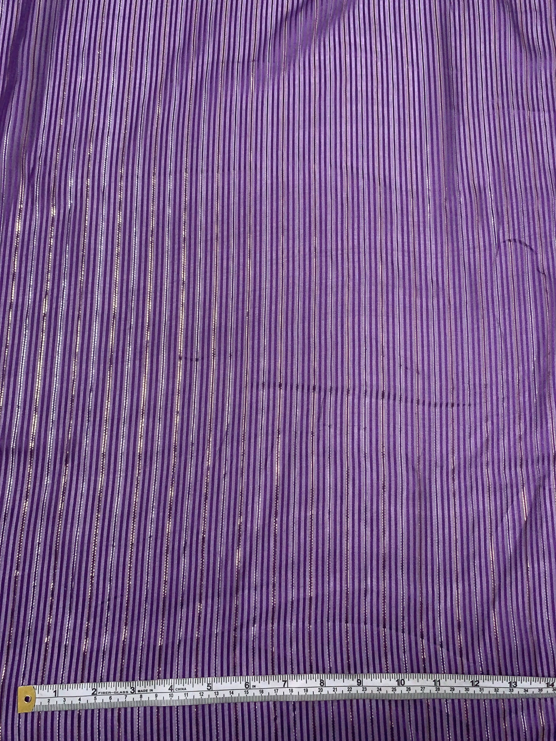 Satin Striped Silk Chiffon With Lurex Pinstripes - Purple / Gold / Silver 7 Satin Striped Silk Chiffon With Lurex Pinstripes - Purple / Gold / Silver - Image 5