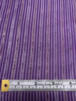 Satin Striped Silk Chiffon With Lurex Pinstripes - Purple / Gold / Silver 16 Satin Striped Silk Chiffon With Lurex Pinstripes - Purple / Gold / Silver -Fabrics And Fabrics Store 19349 6
