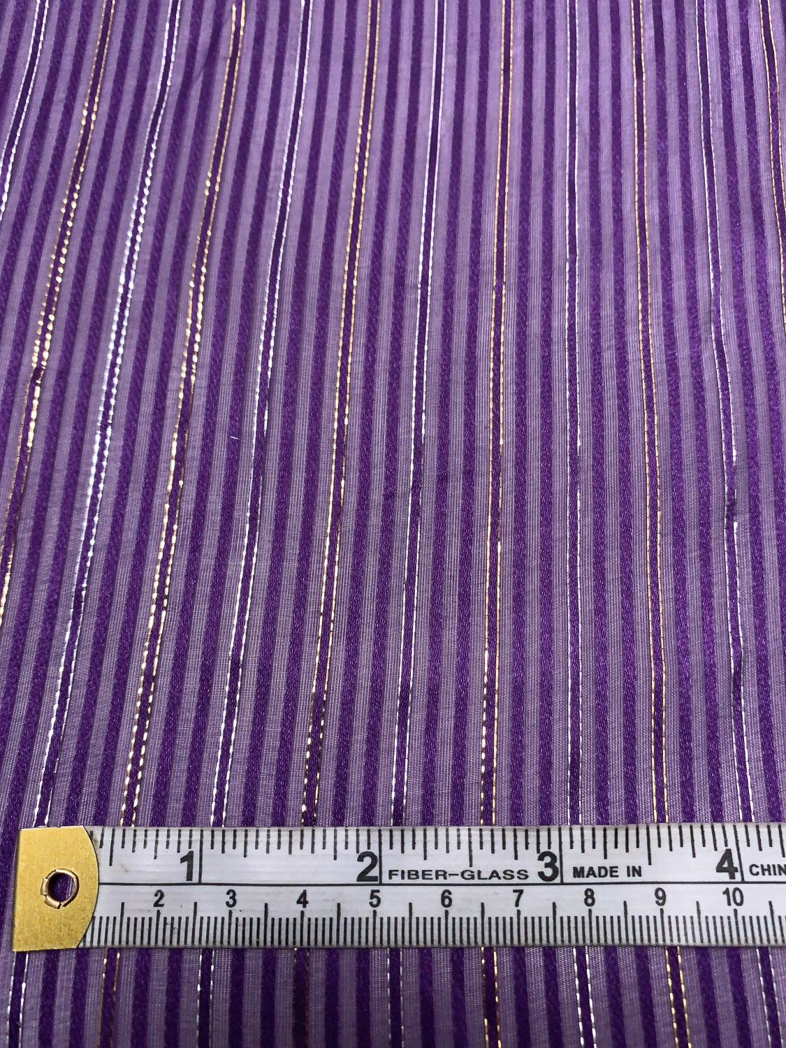 Satin Striped Silk Chiffon With Lurex Pinstripes - Purple / Gold / Silver 8 Satin Striped Silk Chiffon With Lurex Pinstripes - Purple / Gold / Silver - Image 6