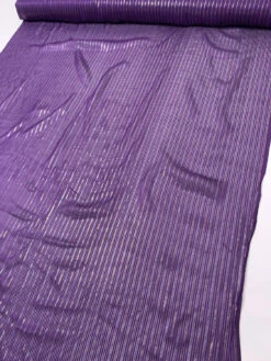 Satin Striped Silk Chiffon With Lurex Pinstripes - Purple / Gold / Silver 18 Satin Striped Silk Chiffon With Lurex Pinstripes - Purple / Gold / Silver -Fabrics And Fabrics Store 19349 8