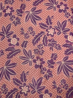 Floral Leaf And Lattice Printed Silk Chiffon With Lurex Pinstripes - Purple / Magenta / Beige / Coral -Fabrics And Fabrics Store 19350 4