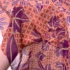 Floral Leaf And Lattice Printed Silk Chiffon With Lurex Pinstripes - Purple / Magenta / Beige / Coral 2 Floral Leaf And Lattice Printed Silk Chiffon With Lurex Pinstripes - Purple / Magenta / Beige / Coral -Fabrics And Fabrics Store 19350 9