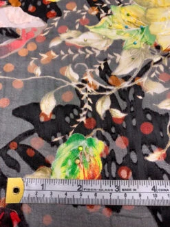 Abstract Floral Printed Silk-Rayon Burnout Chiffon With Stones - Dusty Rose / Red / Black / Yellow -Fabrics And Fabrics Store 19360 6