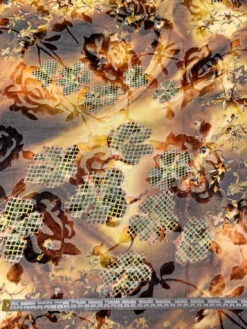 Basket And Vine Floral Printed Silk-Rayon Burnout Chiffon With Stones - Browns / Autumn Greens / Yellow 15 Basket And Vine Floral Printed Silk-Rayon Burnout Chiffon With Stones - Browns / Autumn Greens / Yellow -Fabrics And Fabrics Store 19366 4