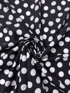 Polka Dot Printed Stretch Cotton Poplin - Black / White